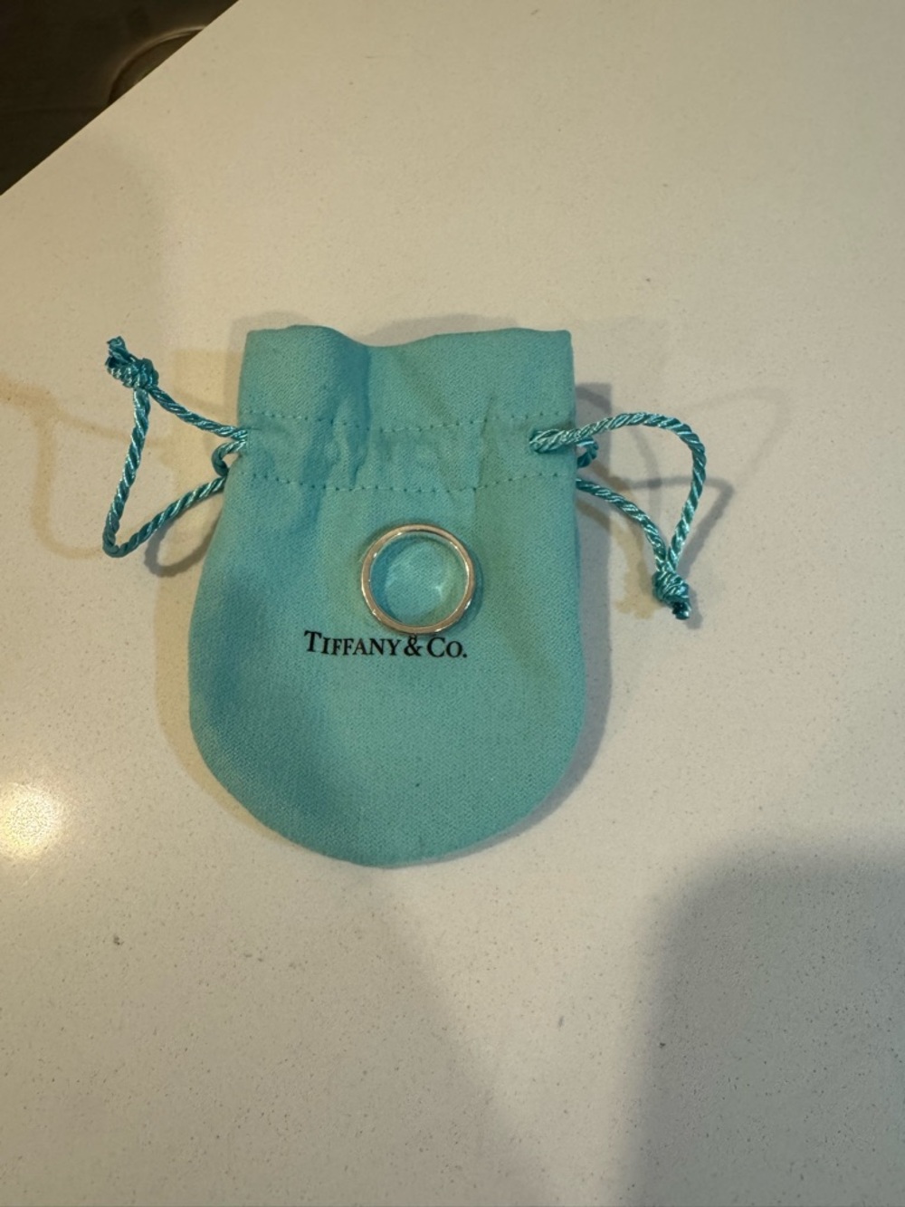 Tiffany & Co. Silver Band with Signature Blue Pouch